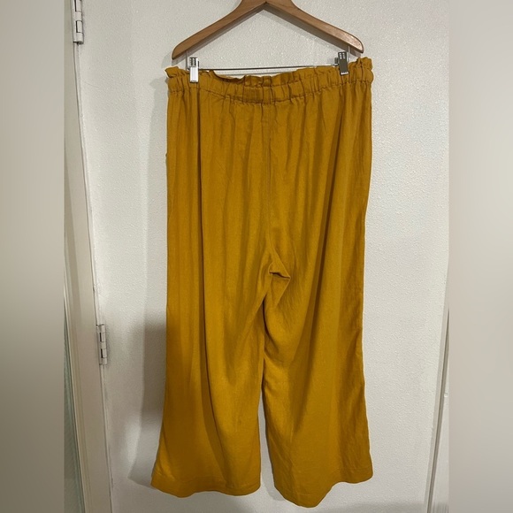 Marc New York Andrew Mark L yellow paperbagwaist wide pants linenblend cropped - Picture 4 of 5